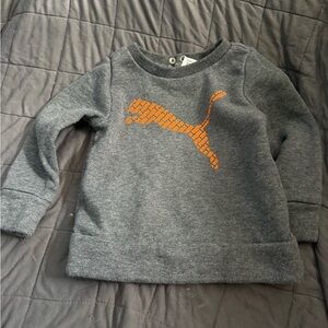 Puma Kids Charcoal Sweatshirt with Vibrant Orange Logo